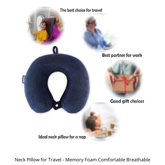 Neck Pillow Memory Foam Comfortable Breathable Front Snap Washable Travel Soft - Picture 3 of 6